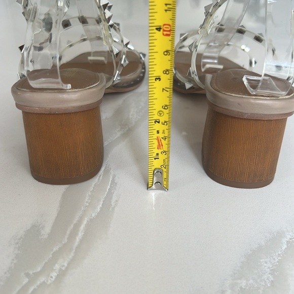 CloudAir Silver Studded Clear Strappy Block Heel Comfort Sandal Womens Sz 7.5 - Picture 12 of 14